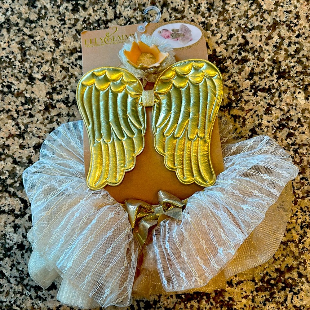3 piece gold angel baby tutu set